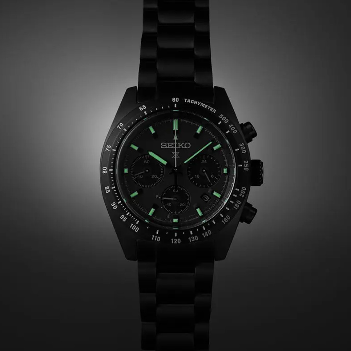 PROSPEX BLACK SERIES 'NIGHT SPEEDTIMER' SOLAR CHRONOGRAPH